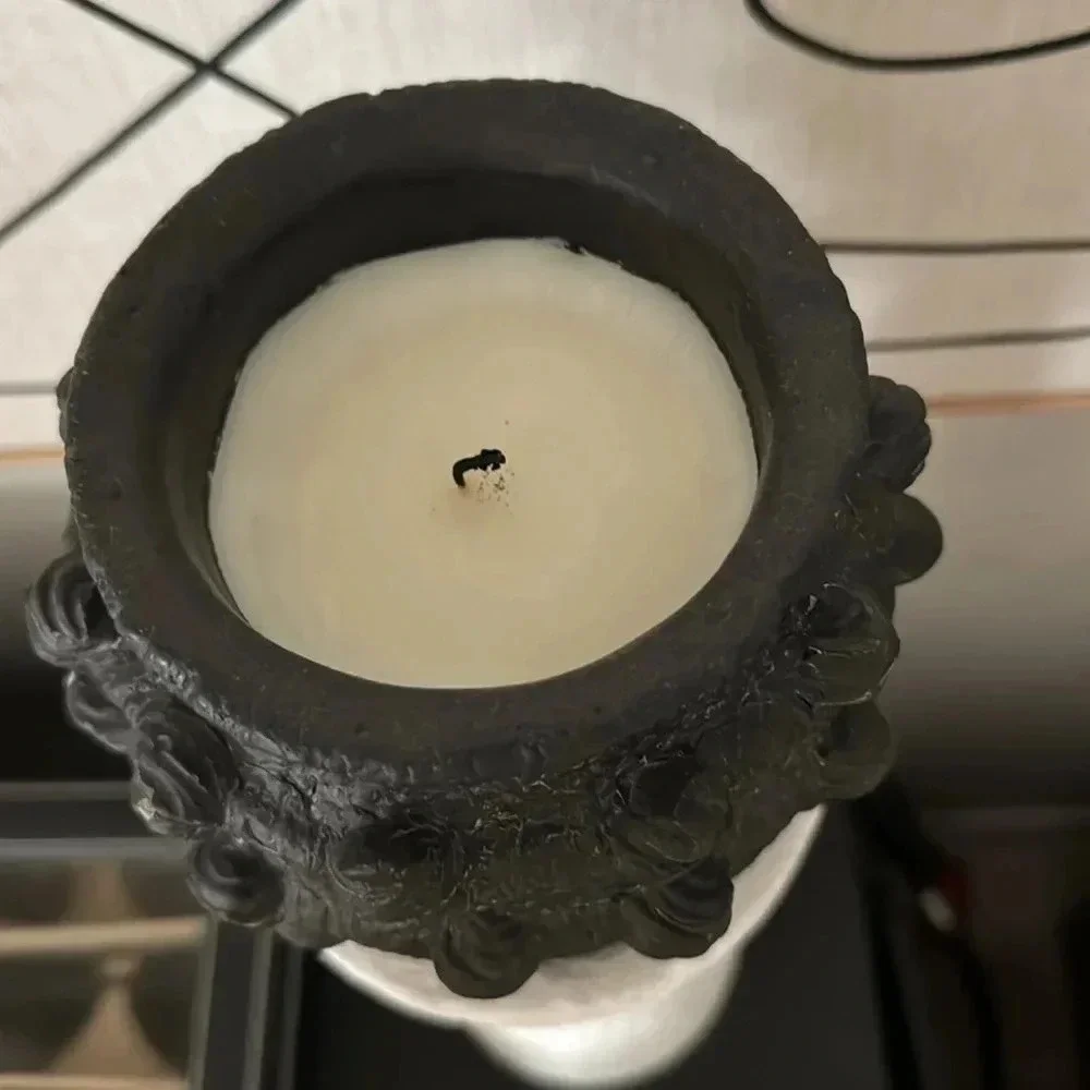 Anthropologie Minka Sol Tobac Ceramic Candle black rustic home decor